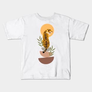 Tiger and sun - boho art Kids T-Shirt